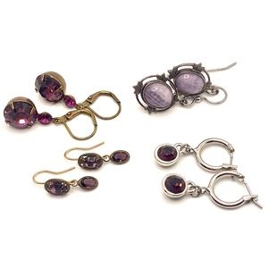 Vintage 💜Estate Jewelry💜 70's 80's 90's Earrings Lot Purple ✨ F005